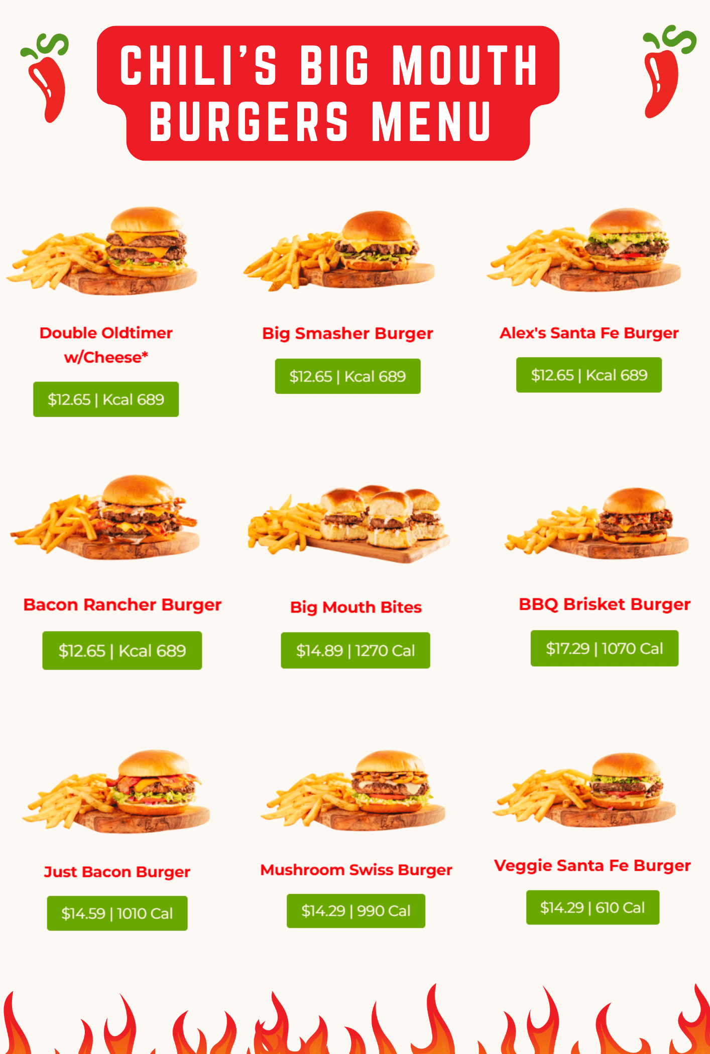 Chili’s Burgers Menu