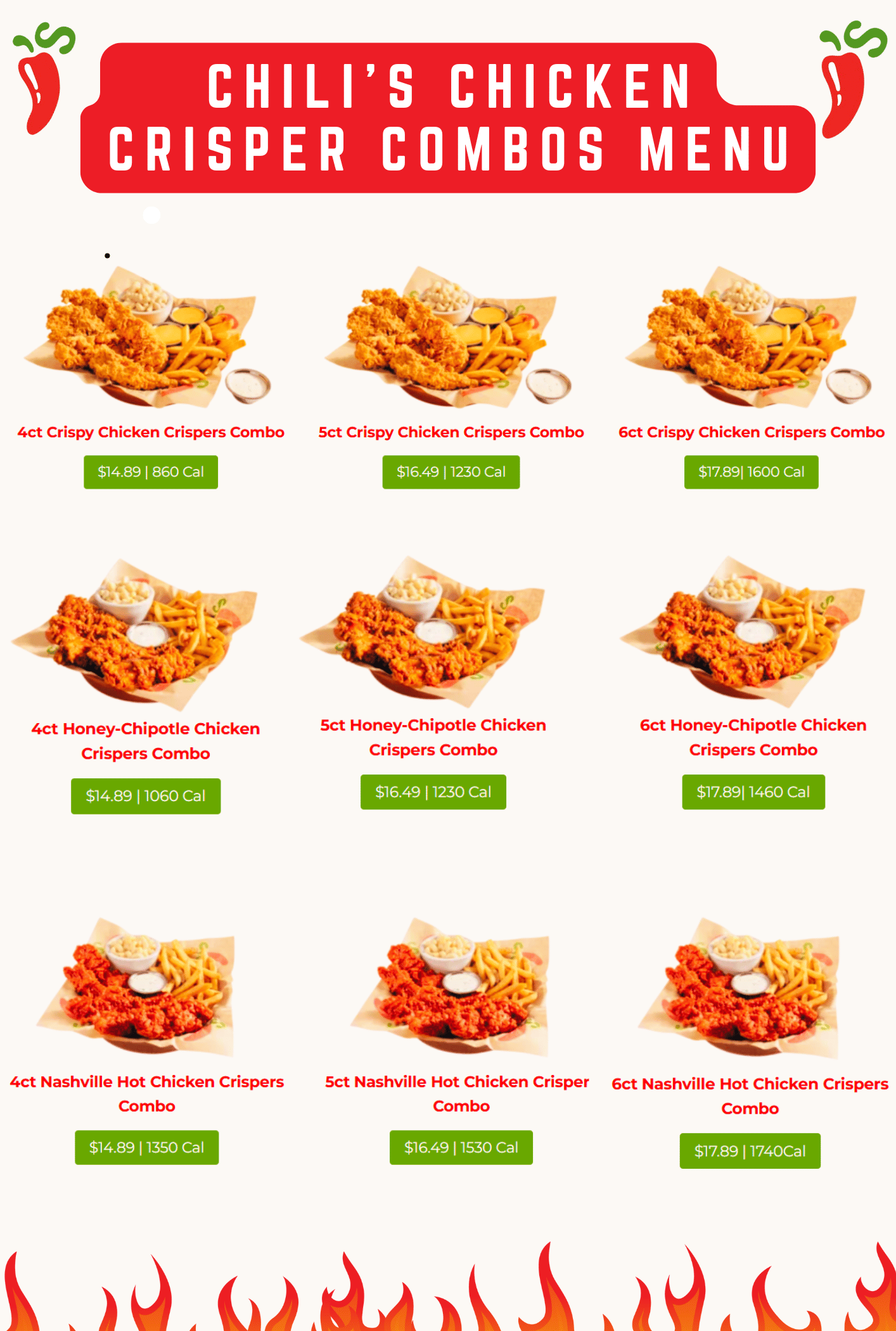 Chili’s Chicken Crisper Combos Menu
