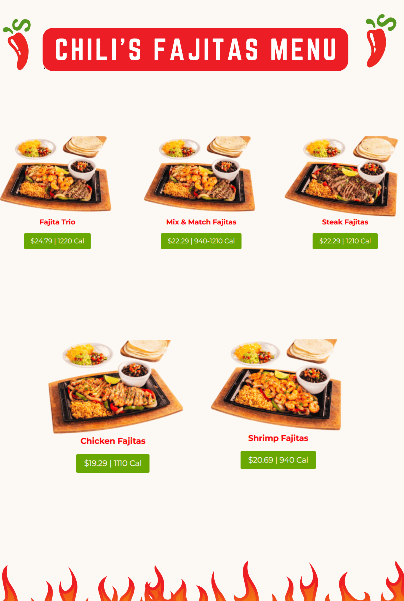 Chili’s Fajitas Menu
