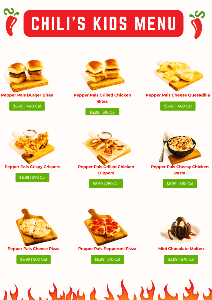 Chili’s Kids Menu With Calories and Latest Prices 2025 13 Chili’s Kids Menu