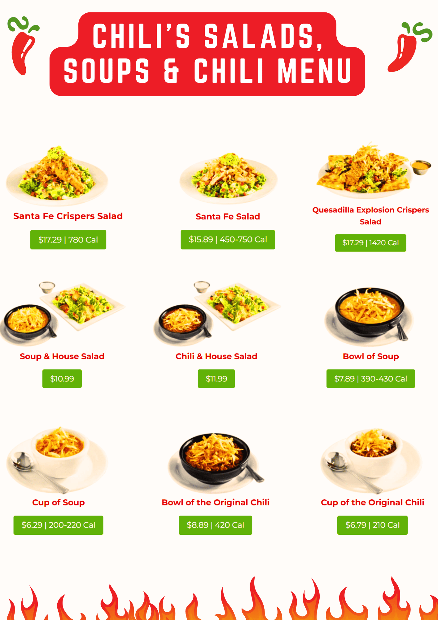 Chili’s Salads, Soups & Chili Menu